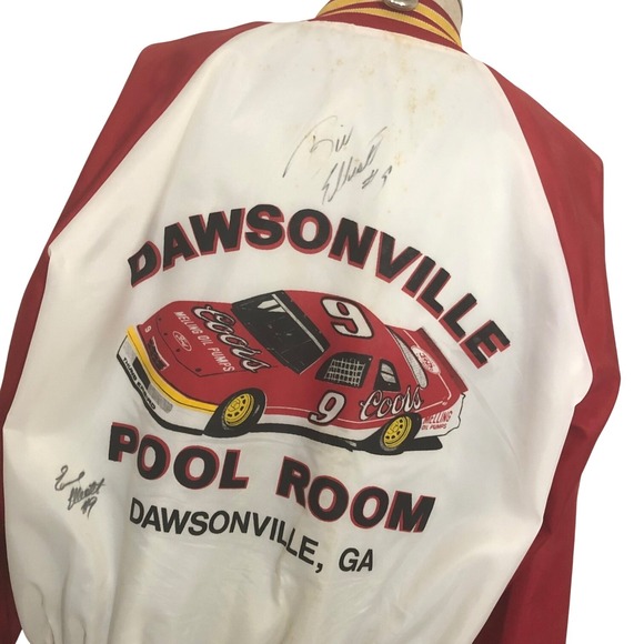 Vintage Bill Elliott SIGNED Racing Jacket NASCAR Dawsonville Pool Room 80s M